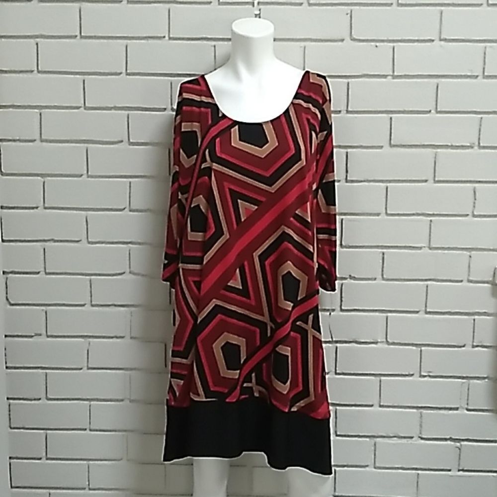 NY Collection Multicolor Criss Cross Back Dress. Size 1X NWT